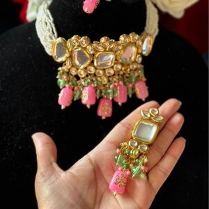 Gold and Pink Statement Necklace